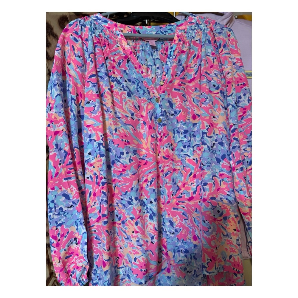 LILLY PULITZER SILK ELSA BLOUSE SIZE MEDIUM